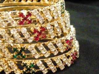Swarovski Ruby Emerald Crystal Bracelet Bangle Handmade 2.8 Nice 