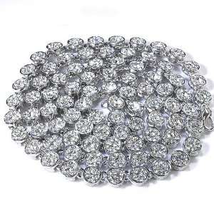   Rhodium Plated Flower Cluster Iced Out Hip Hop Chain Necklace Jewelry