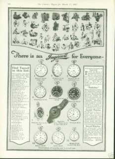 1917 Ingersoll Pocket Watch Ad   12 Models Shown  