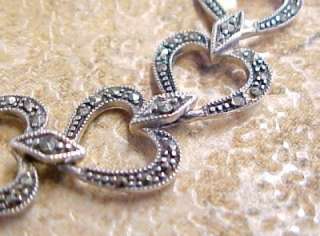 Marcasite Accented / Sterling Silver Fashion HEART Link Bracelet ~ 7 