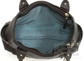 Cole Haan Dark Brown Pebbled Leather & Gold Hardware Shoulder Bag 