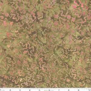  44 Wide Batik Impressions Scribbles Deep Olive Fabric By 