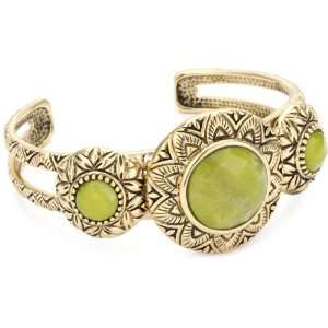  Bronzed by Barse Mayan Green Jasper Cuff Bracelet 