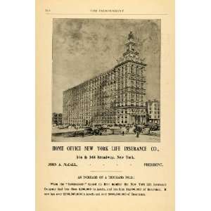  1898 Ad New York Life Insurance New Building J A McCall 