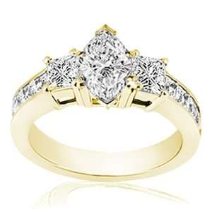  1.30 Ct Marquise Cut 3 Stone Diamond Engagement Ring SI2 D Cut 