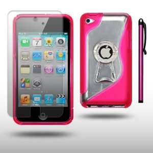  IPOD TOUCH 4 WAVE DESIGN TPU AND PC BACK COVER WITH BACK STAND 