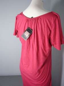 NWT LUCKY BRAND Pink Rosette Short Sleeve Dress L $89  