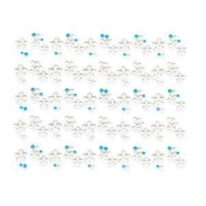 Iridescent Glitter White & Blue Floral Strip Nail Stickers/Decals