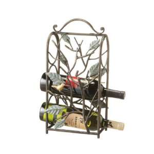  15 Iron 3 Bottle Wine Rack With Bird And Leaf Design 