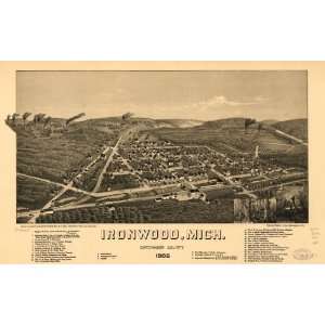  Historic Panoramic Map Ironwood, Mich., Ontonagon County 