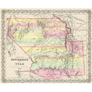  NEW MEXICO (NM) UTAH TERRITORIES BY J.H. COLTON 1856 MAP 