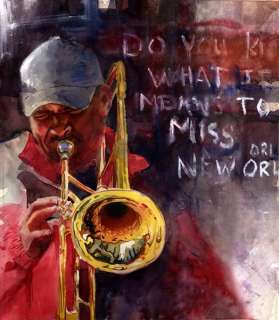 PRINT New Orleans Jazz Blues Black Man Painting Art  