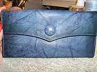 VINTAGE NEW BARONET NAVY BLUE MARBLE LEATHER WALLET BAG