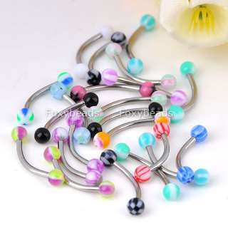 20PCS 16G Mix Colorful UV Ball Barbell Eyebrow Rings Studs Stainless 