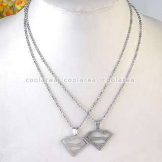 1pc New Mens Punk Stainless Steel Superman Symbol Pendant Ball Chain 