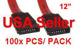 100X Wholesale Lots 100 PCS SERIAL ATA SATA CABLE 12  