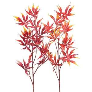   Artificial Red & Orange Japanese Leaf Sprays 38