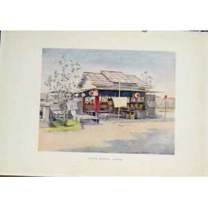  Tea House Japan Color Antique Old Print Fine Art 1919 