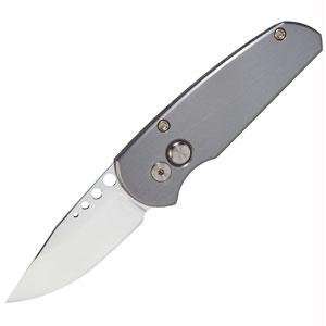  Pro Tech Runt 2 Knife with Grey Handle, Polished Plain 