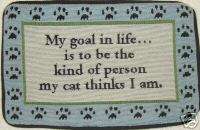 Goal in Life Cat Tapestry Pillow Cotton Fabric  