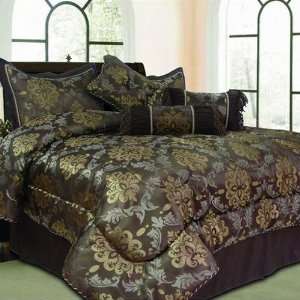  Luxury Home Jardin Embroidered Leaves 8 Piece Comforter 
