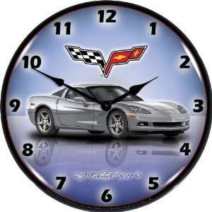  Corvette C6 Blade Silver Lighted Wall Clock