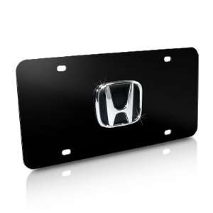  Honda 3D Logo Black Metal License Plate Automotive