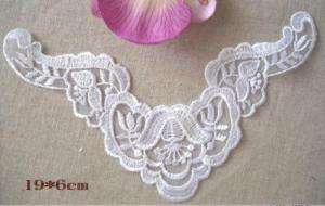 White Venise Collar Lace Applique Trim 19x6cm  