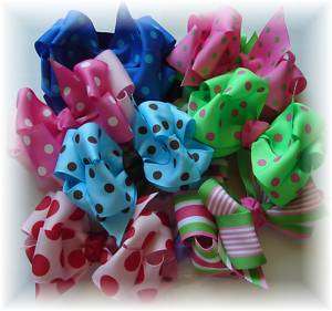 lot of 8 toddler girls 5 hair bows hairbow 2 layers  