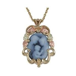   Jewelers Black Hills Gold Family Blue Agate Cameo Pendant lockets