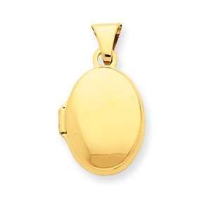  14k Plain Polished Oval Locket Jewelry