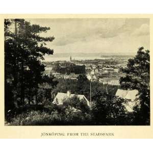 1927 Halftone Print Jonkoping From Stadspark Sweden Cityscape Town 