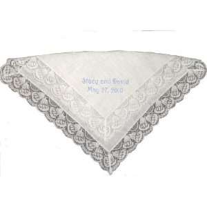  Personalized Linen Handkerchief with Wedding Bells Design 