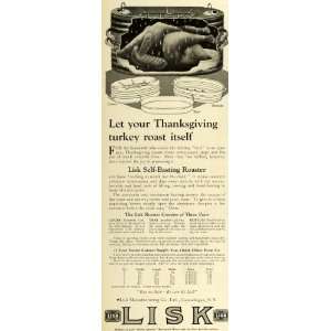  1925 Ad Lisk Manufacturing Self Basting Turkey Roaster 