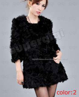 100% Real Genuine Lamb/Sheep Fur Coat/Jacket black clothing vintage 