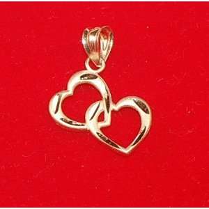    14k Yellow Gold Hearts Linked Together Pendant/Charm Jewelry