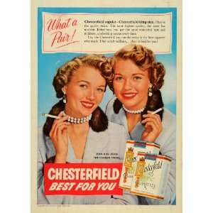  1954 Ad Chesterfield Cigarettes Corbett Twins Liggett 