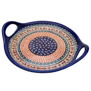  Polish Pottery Desert Coral Round Serving Tray with 
