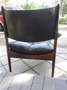 KRISTIAN VEDEL DANISH MOD ROSEWOOD MODUS LOUNGE CHAIR BLACK LEATHER 