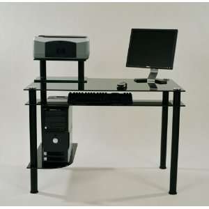 Black Glass and Aluminum Computer Desk CT 009B Furniture 