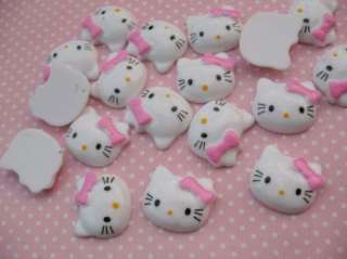 20 Cute white Resin Hello Kitty Buttons W/Pink Bow S  