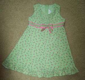 Toddler Girls Sophie Rose Dress Green & Pink Floral Corduroy Jumper 
