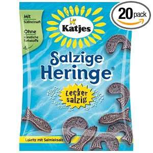 Katjes Salzige Heringe (Salty Licorice Fish), 7 Ounce Bags (Pack of 20 