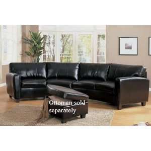  Sectional Sofa with Wooden Legs Espresso Bycast Leather 