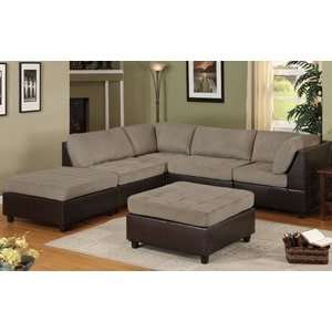   Sofa with Ottoman, Microfiber Plush/Faux Leather