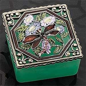  Burgundy Dragonfly with Color Glass Base Jewelry Box