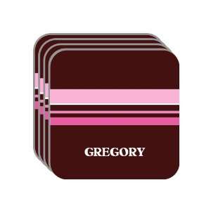Personal Name Gift   GREGORY Set of 4 Mini Mousepad Coasters (pink 