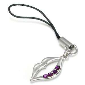  KISSABLE LIPS with Purple Stones Cell Phone Charms 