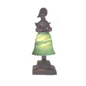   Lady   One Light Accent Lamp, Mahogany Bronze Finish with Green Glass