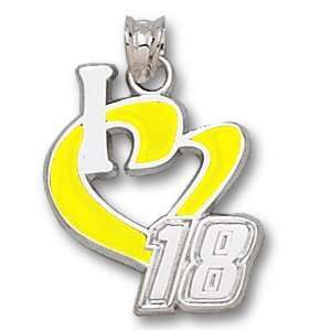 Kyle Busch #18 3/4 in. Enamel Heart Pendant Sterling Silver